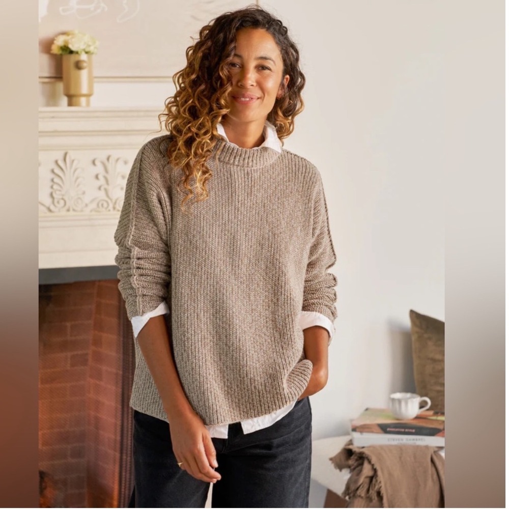 Frank & Eileen Montecito Sweater Sandstone Italian Cotton Size Small